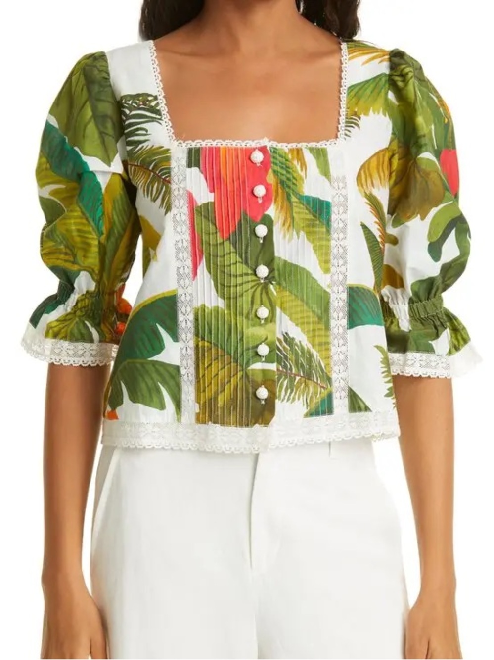 FARM Rio White Cocoa Forest Blouse size xs/0